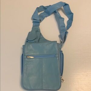Buxton Leather Light Blue Crossbody Bag